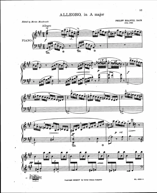 First page of Keyboard Sonata in A major