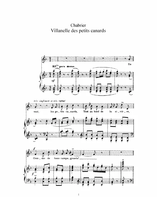 First page of Villanelle des petits canards