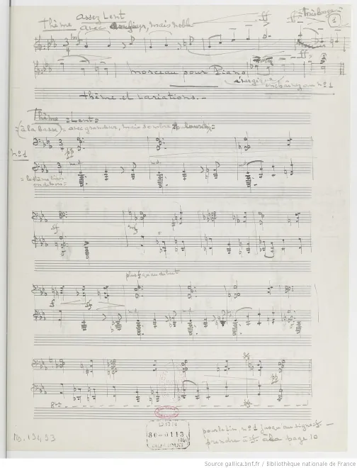 First page of Thème et variations