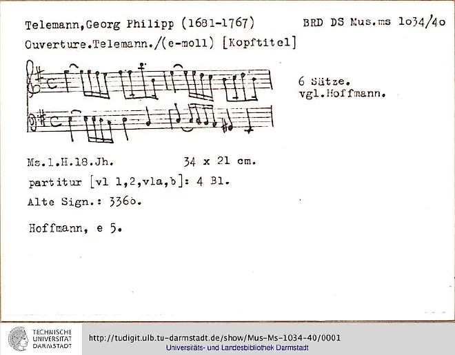 First page of Ouverture-Suite in E minor