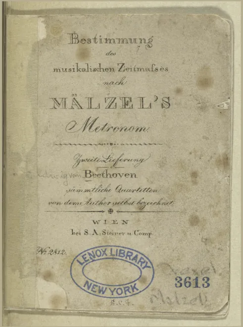 First page of Bestimmung des musikalischen Zeitmasses nach Mälzel's Metronom