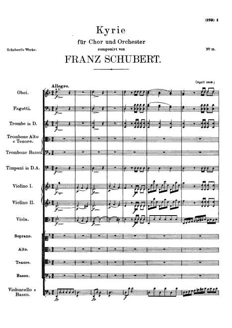 First page of Kyrie in D minor