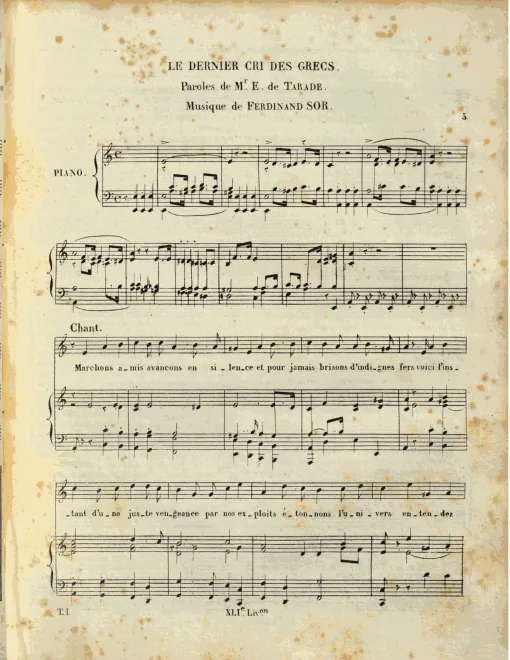 First page of Le dernier cri des Grecs