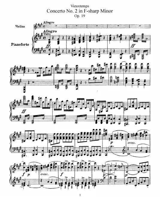First page of Violin Concerto No 2