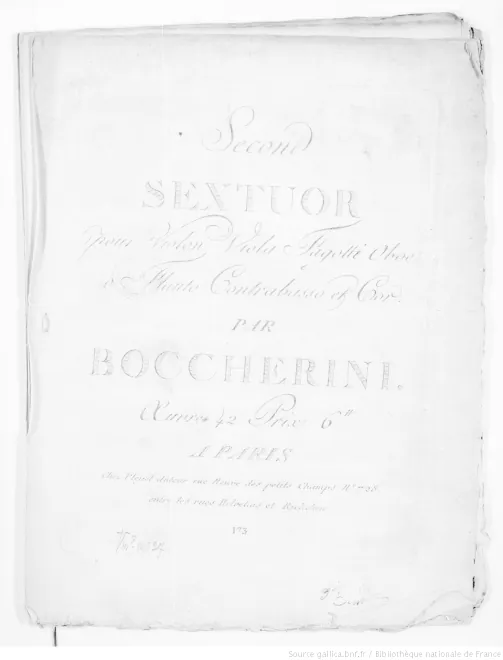 First page of Sextet in E-flat major, G.467