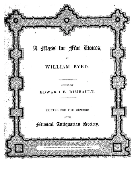 First page of Mass for Five Voices