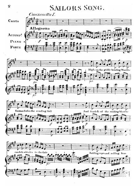 First page of Sailor's Song