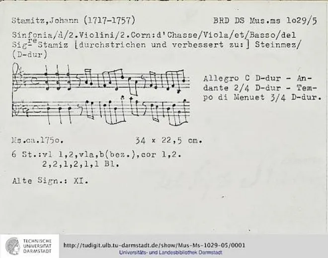 First page of Sinfonia in D major