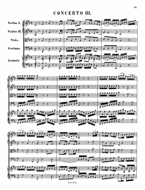 First page of Harpsichord Concerto No.3
