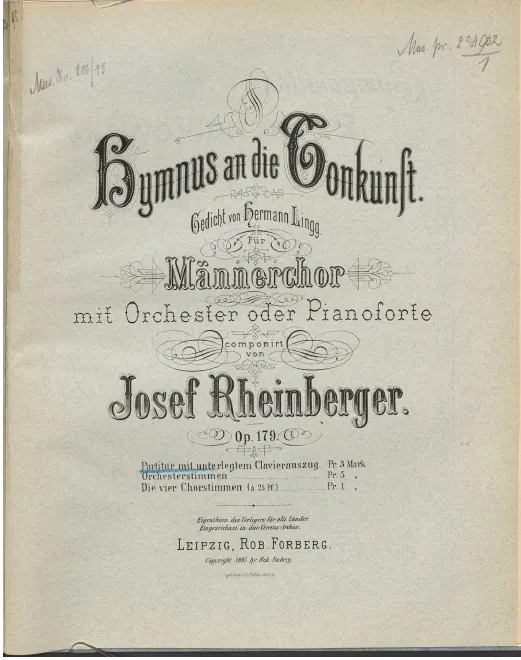 First page of Hymnus an der Tonkunst