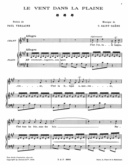 First page of Le vent dans la plaine