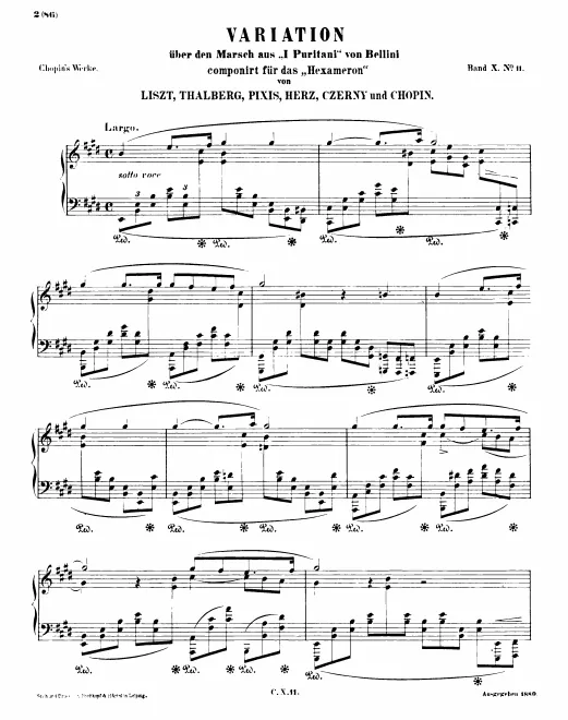 First page of Variation No.6 in E from the Hexameron