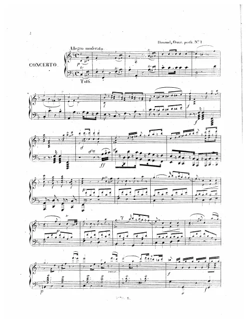First page of Last piano concerto