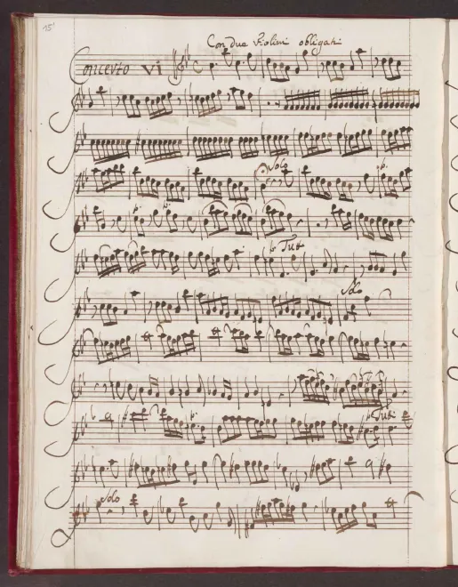 First page of Concerto for 2 Violins in B-flat major