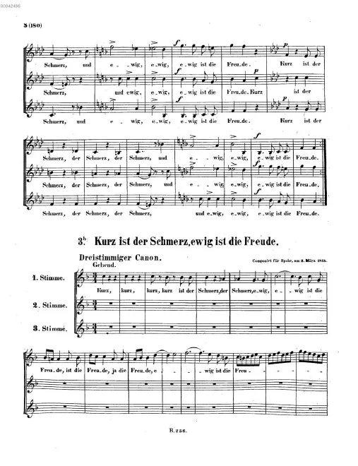 First page of Kurz ist der Schmerz, und ewig ist die Freude, WoO 166