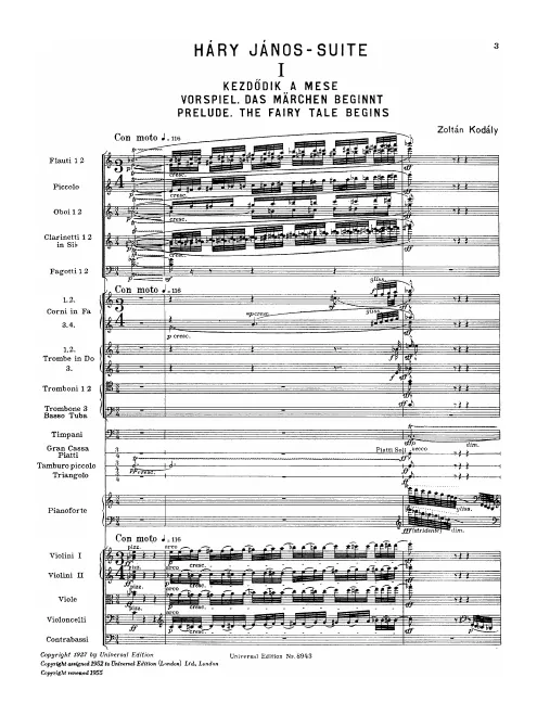 First page of Háry János Suite