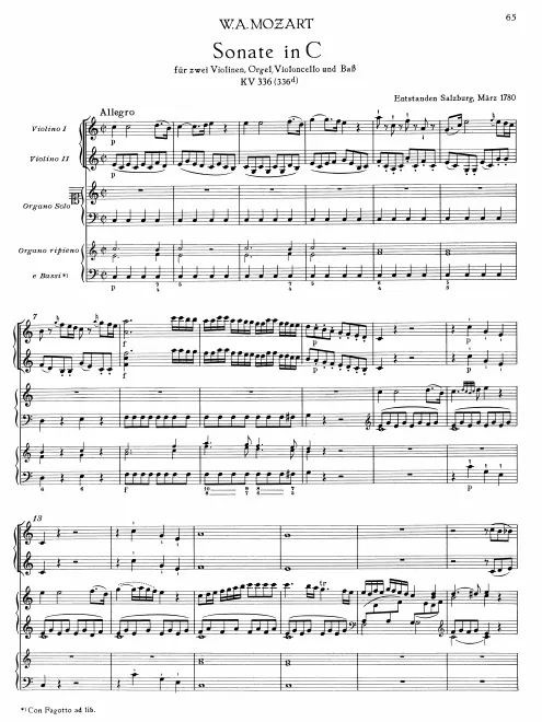 First page of Church Sonata in C major