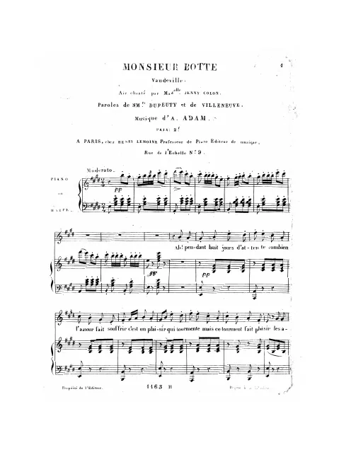 First page of Monsieur Botte