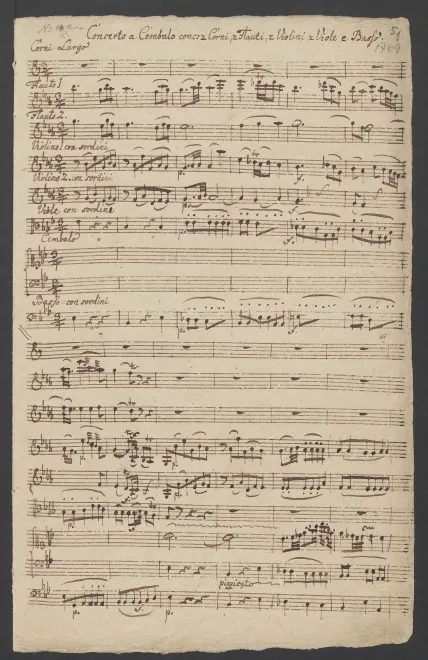 First page of Harpsichord Concerto in E-flat major