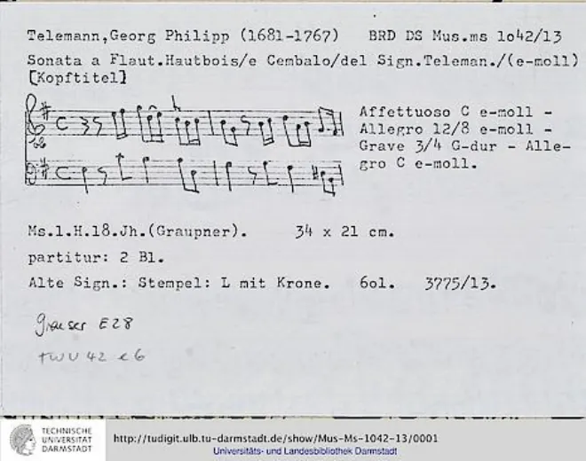 First page of Trio Sonata in E minor