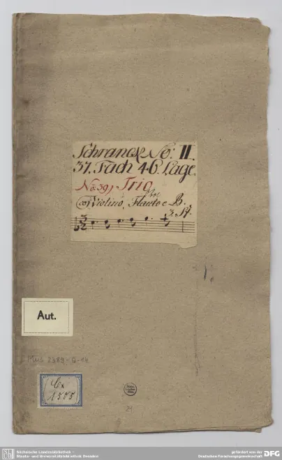 First page of Sonata for Violin, Oboe, obligate Organ and Salmoe/Chalumeau