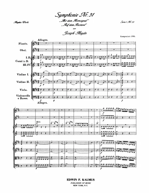 First page of Symphony No.31 in D major