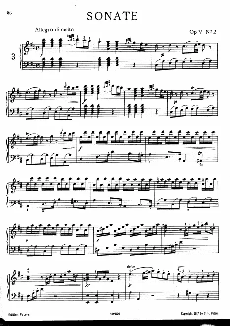 First page of Keyboard Sonata in D major