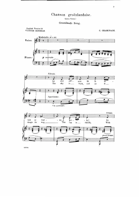 First page of Chanson Groënlandaise