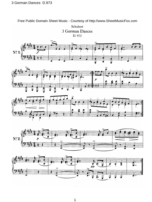 First page of German Dances, D.973