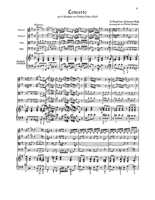 First page of Harpsichord Concerto in E minor