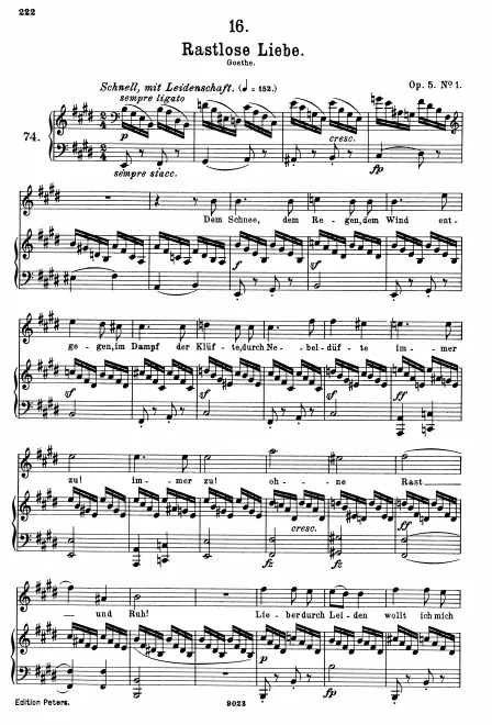First page of Rastlose Liebe