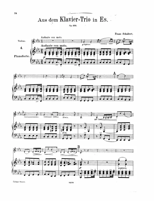 First page of Piano Trio in E-flat major