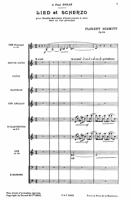 First page of Lied et Scherzo