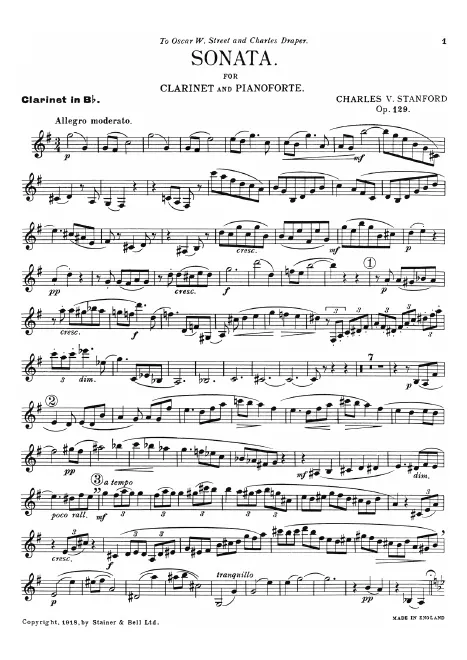 First page of Clarinet Sonata