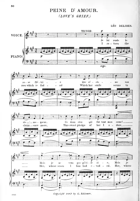 First page of Peine d'amour