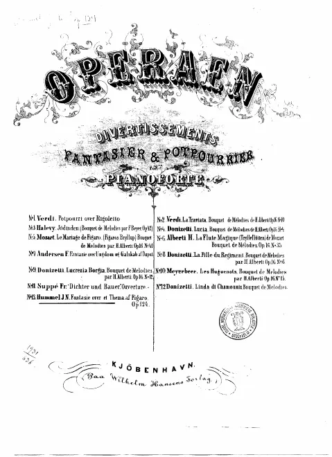 First page of Fantasina über 'Le nozze di Figaro'