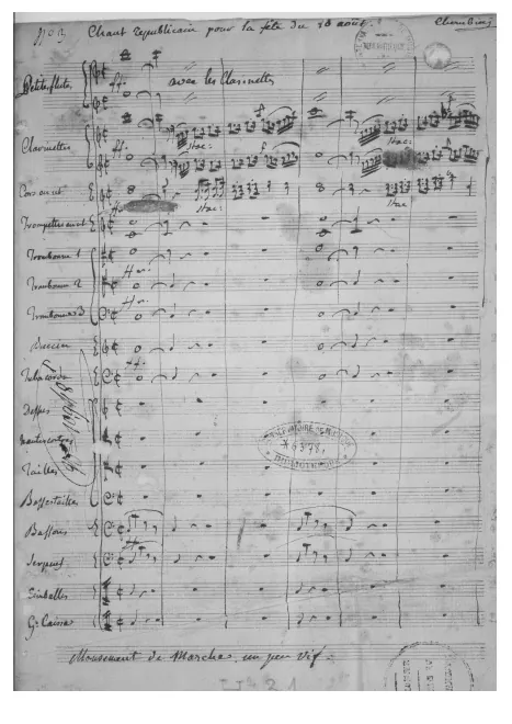 First page of Chant républicain pour la fête du 10 août