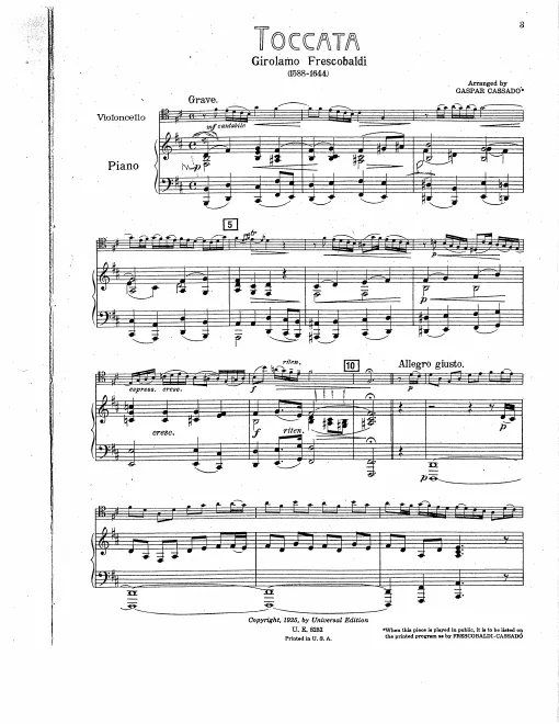 First page of Toccata in B minor