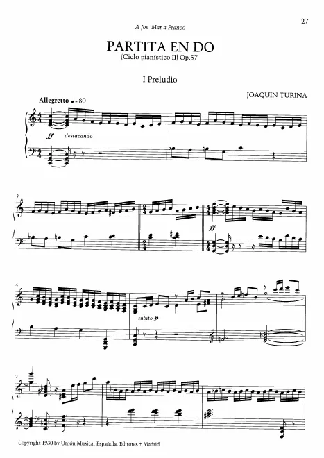 First page of Partita in C major