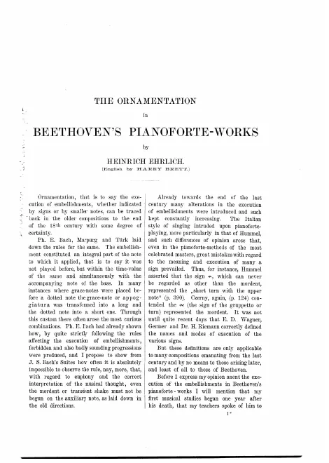 First page of Ornamentik in Beethovens Klavierwerken