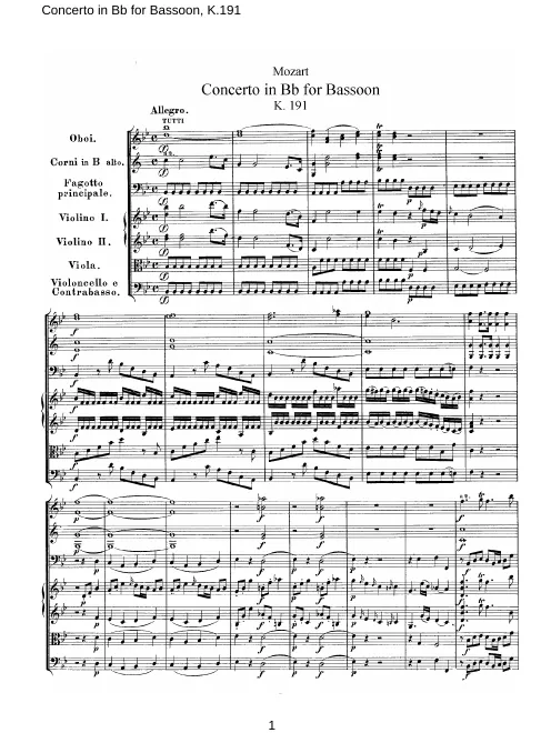 First page of Bassoon Concerto