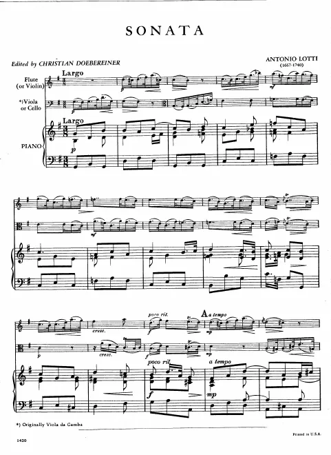 First page of Trio Sonata in G