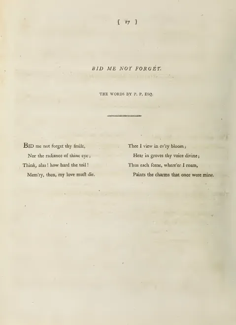 First page of Bid me not forget, Hob.XXXIa:126