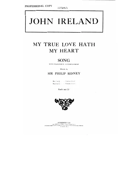 First page of My True Love Hath My Heart