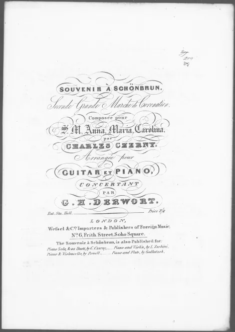 First page of Souvenir à Schönbrun; Seconde Grande Marche de Coronation
