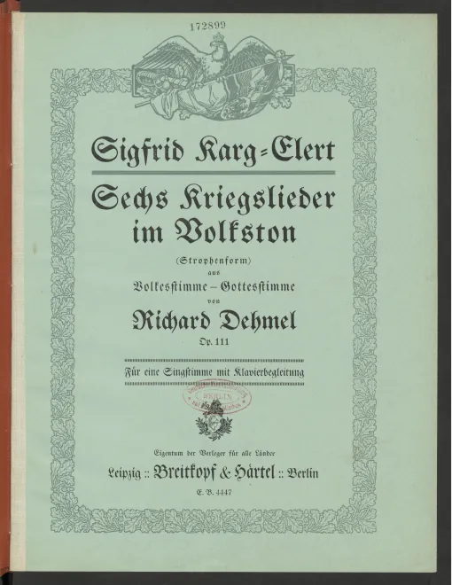 First page of 6 Kriegslieder im Volkston
