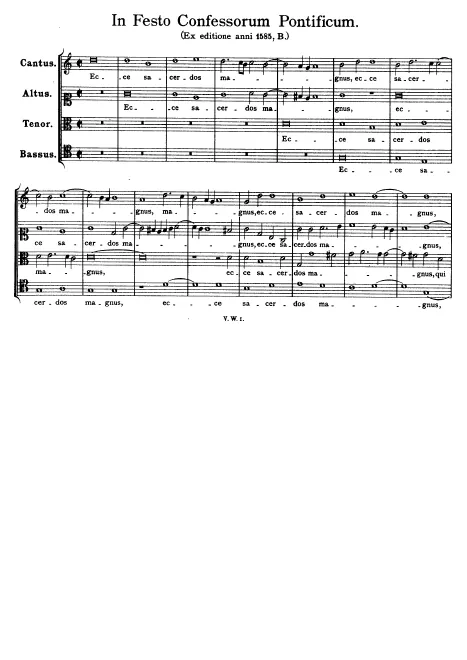 First page of Ecce sacerdos magnus