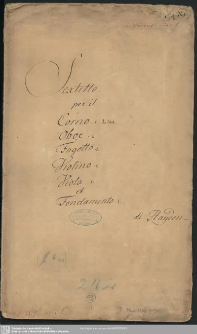 First page of Sextet in E-flat major