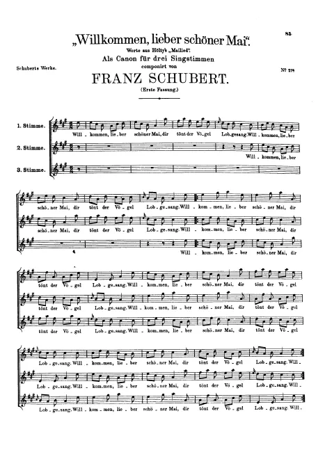 First page of Wilkommen, lieber schöner Mai
