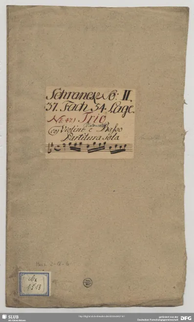 First page of Sonata for Violin, Cello and Continuo in G major